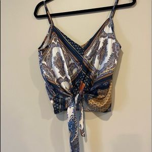 H&M satin bandana cropped shirt